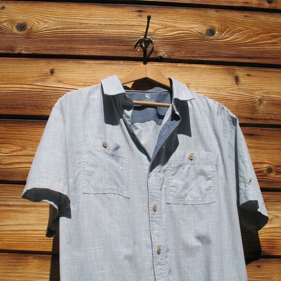Kuhl Mens Blue Karib Striped Short Sleeve Shirt - Picture 5 of 9